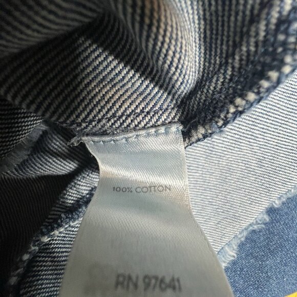 J.Jill Denim XS Petite Shift Tie Dress Blue Cotton Pockets Raw Hem Sleeveless - Picture 7 of 8